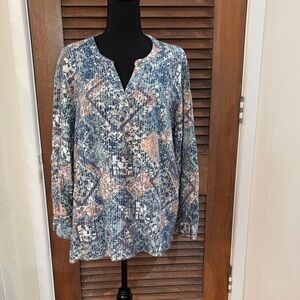 Coldwater Creek Blue and Pink Patterned Women's Top